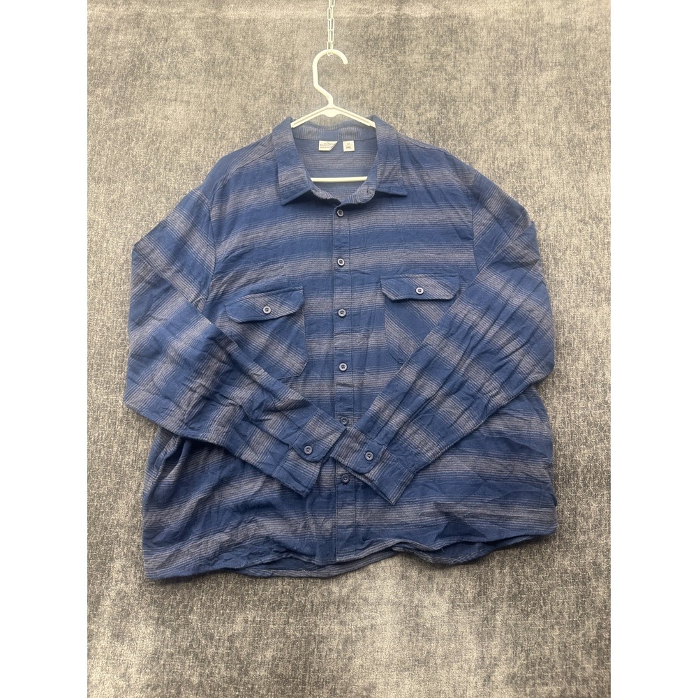 Adventuridge Shirt Mens 2XL Blue Striped Flannel Casual Button Up Everyday Wear